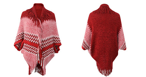 Title 7, Womens Knitted Cape And Shawl Tassel Hem Color...
