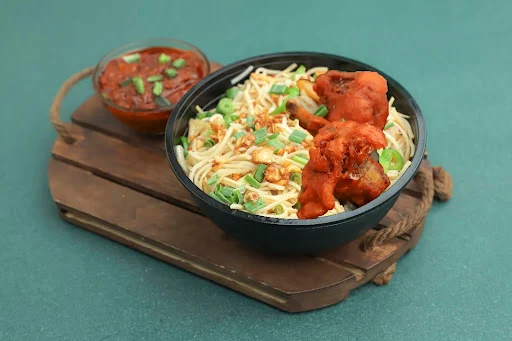 Chicken Lollypop Dry  + Chicken Hakka Noodles  (650ml) Bowl Combo