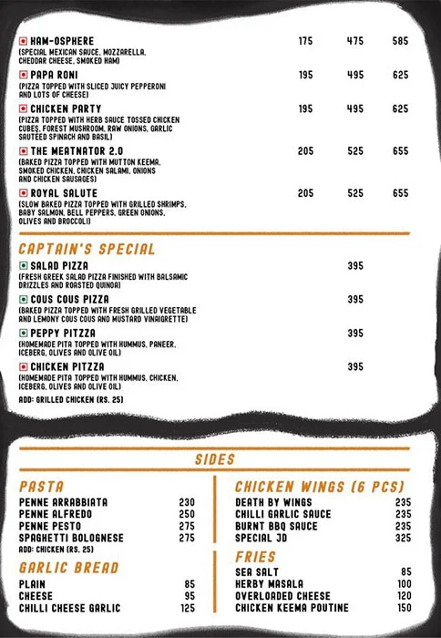 Captain Dough menu 