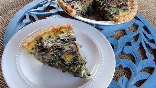 Spinach, Mushroom, Onion Quiche