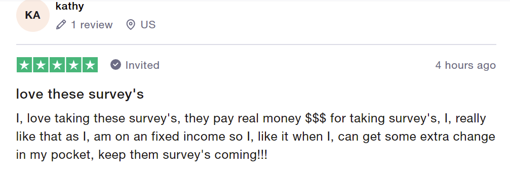 5-star Survey Junkie review says they pay real money which is great for being on a fixed income