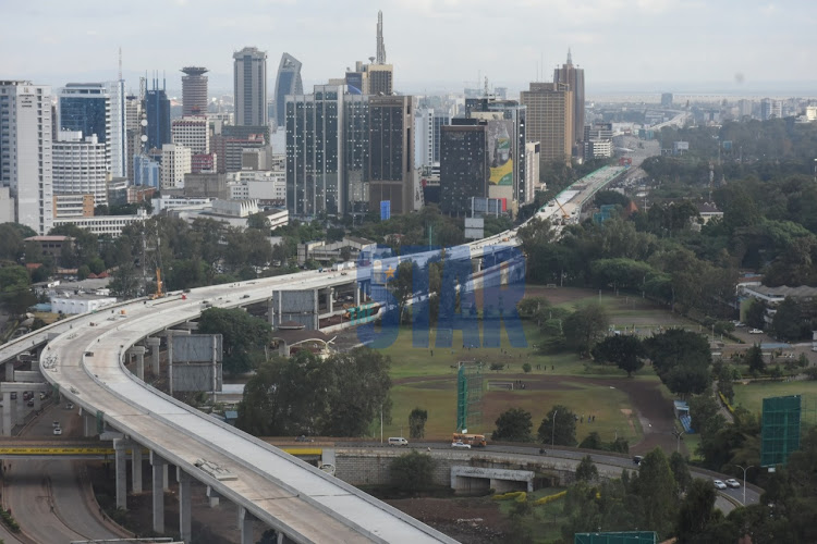 The ongoing construction of the Nairobi Expressway on December 3, 2021. It is 75% complete. Image: MERCY MUMO