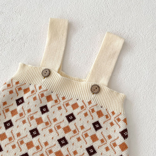Title 15, Combinaison Romper Tricot Jacquard Rhombus avec...