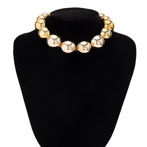 Title 30, Exaggerated Big Round Bead Punk Short Necklace ...