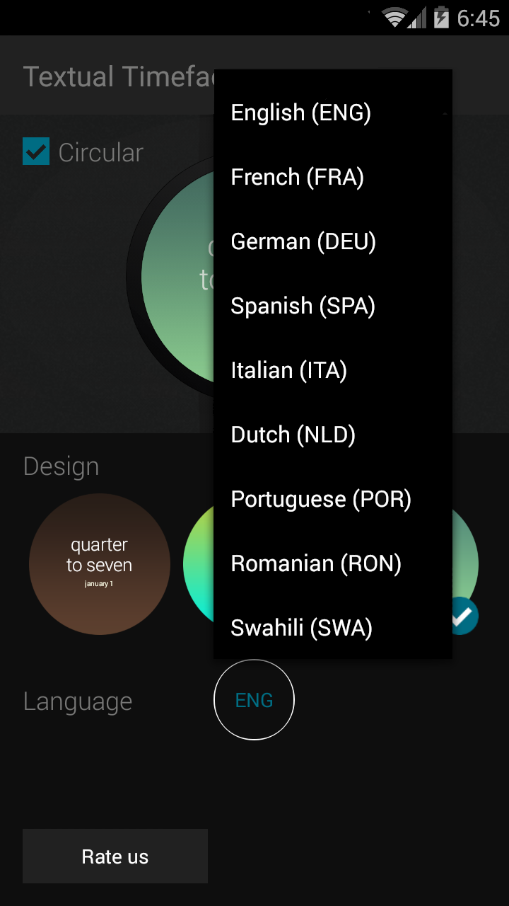 Textual Watch Face Screen 3
