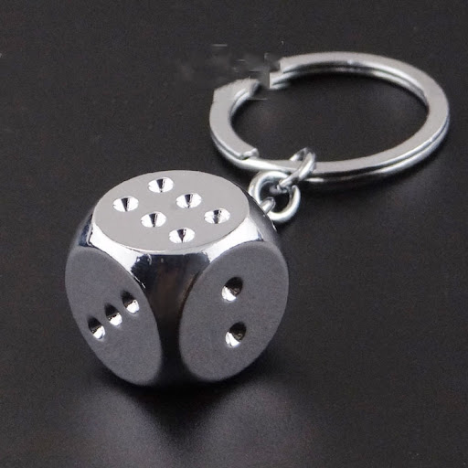 Title 1, Creative Metal Three-dimensional Dice Keychain....