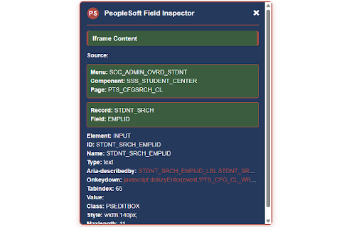 PeopleSoft Field Inspector