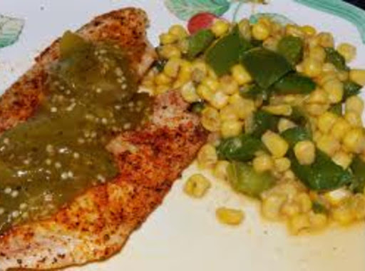 Grilled fish and tomatillo sauce
