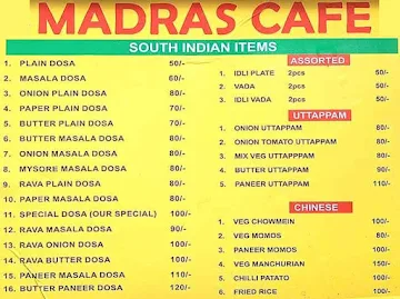 Madras Cafe Since 1983 menu 