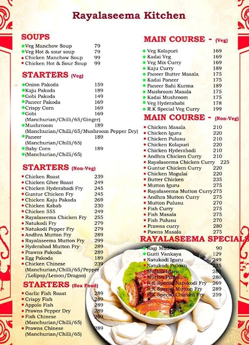 Rayalaseema Kitchen menu 