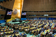 Israeli ambassador to the UN Gilad Erdan speaks to delegates during the United Nations General Assembly. 