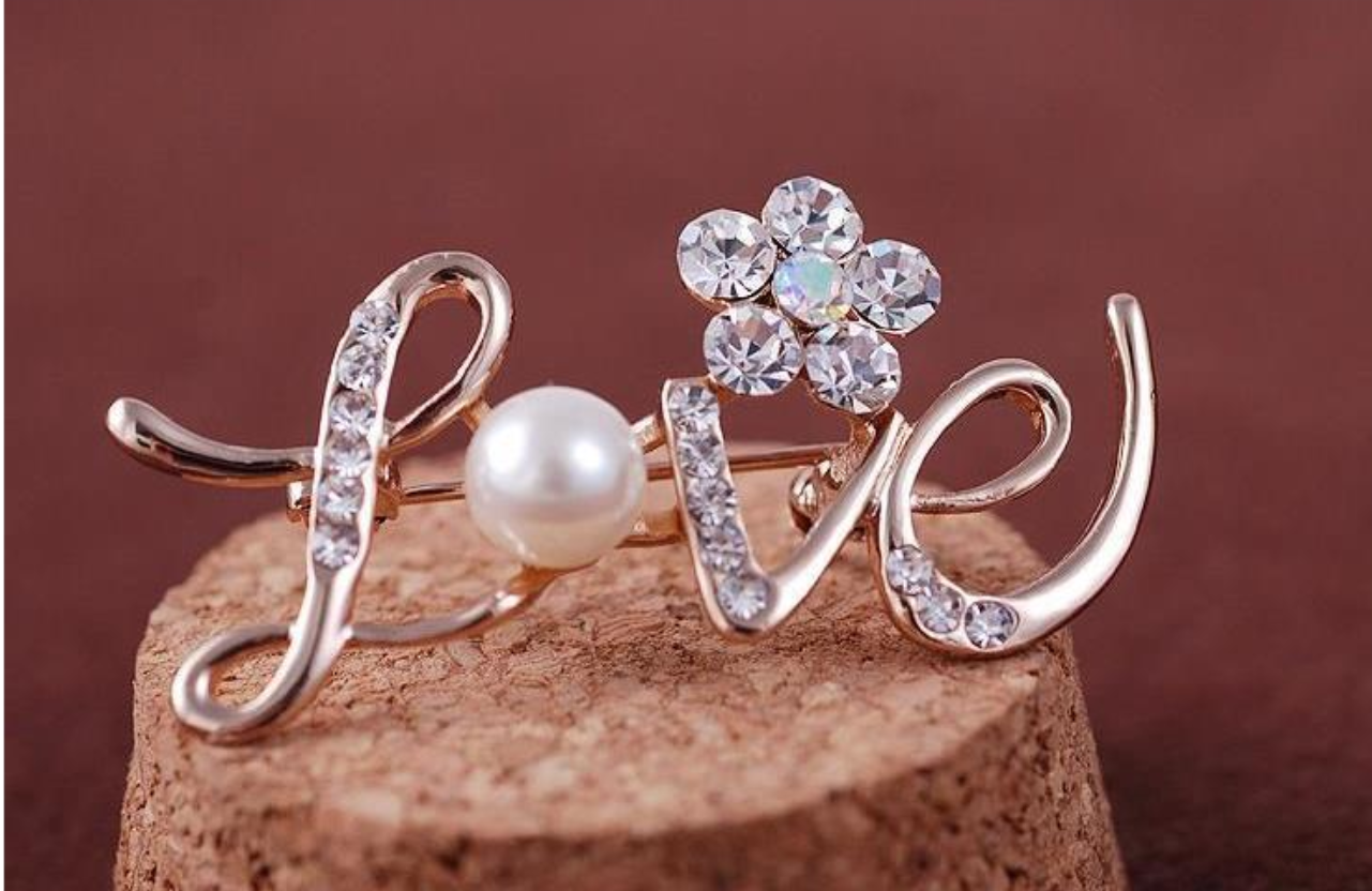 Title 1, Broche de Flores de Amor Joias com Diamantes e ...