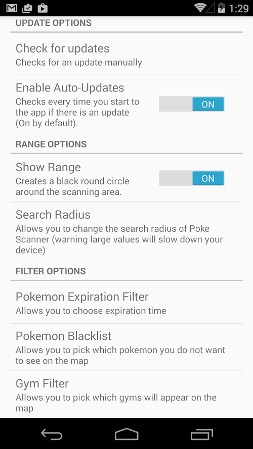 Android application PokeScanner Go screenshort
