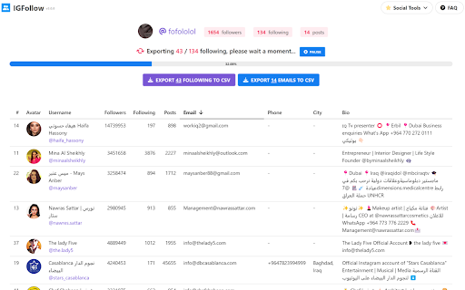 Extract list for IG - IGExport