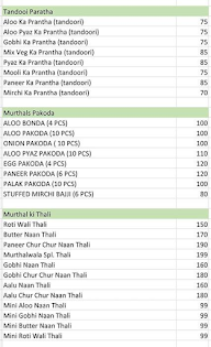 Murthal Walaa menu 1