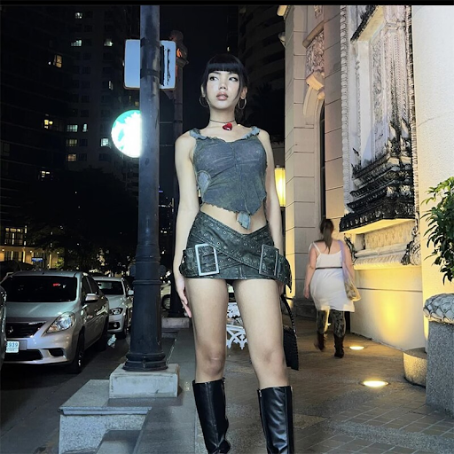 Title 4, Vintage Worn Cross Belt Leather Miniskirt. Offe...