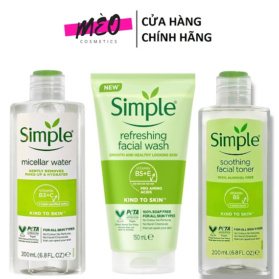 Combo Tẩy Trang, Nước Hoa Hồng, Sữa Rửa Mặt Simple