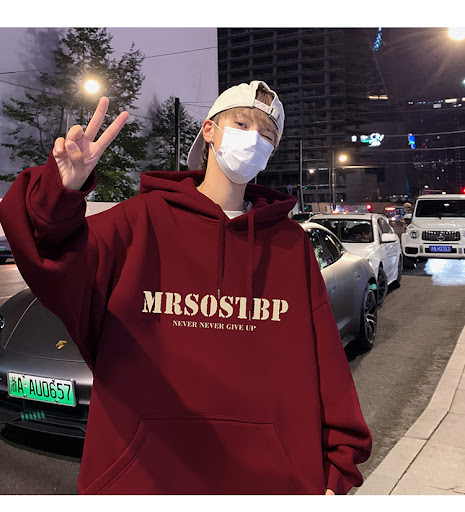 Title 27, Wine Red Hooded Sweater Mens Autumn and Winter...