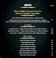 Shree Siddhivinayak Vada Pav menu 1