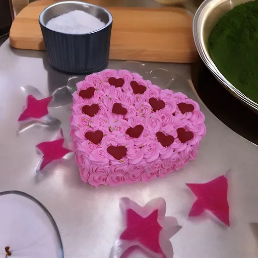 Heart Shape Strawberry Rose Cake