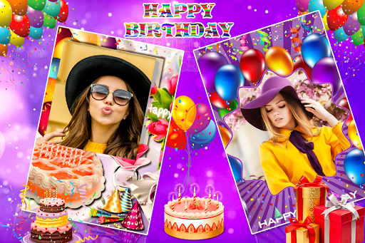 Happy birthday dual photo frame