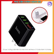 Củ Sạc Nhanh Cốc Sạc 3 Cổng Chính Hãng Hoco C15 Cóc Sạc Nhanh Iphone Ipad Android Màn Hình Led Báo Dòng Sạc Nhanh 3.0A