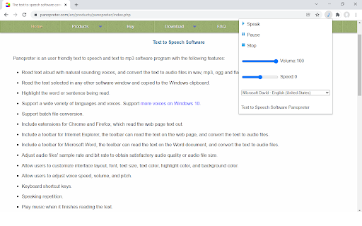Text to Speech Extension - Panopreter.com