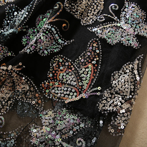 Title 14, Colorful Sequined Butterfly Pattern Wide Hem Lo...