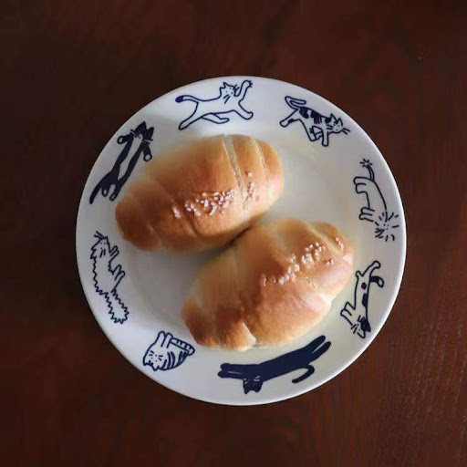 Title 3, Retro Kitten Blue Ceramic Breakfast Plate, Dess...