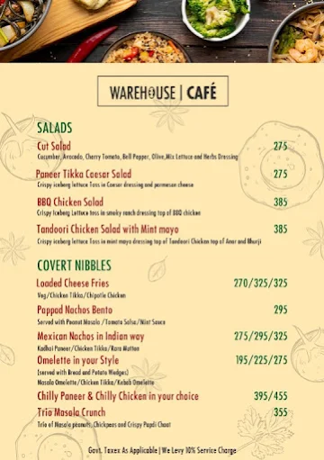 Warehouse Cafe menu 