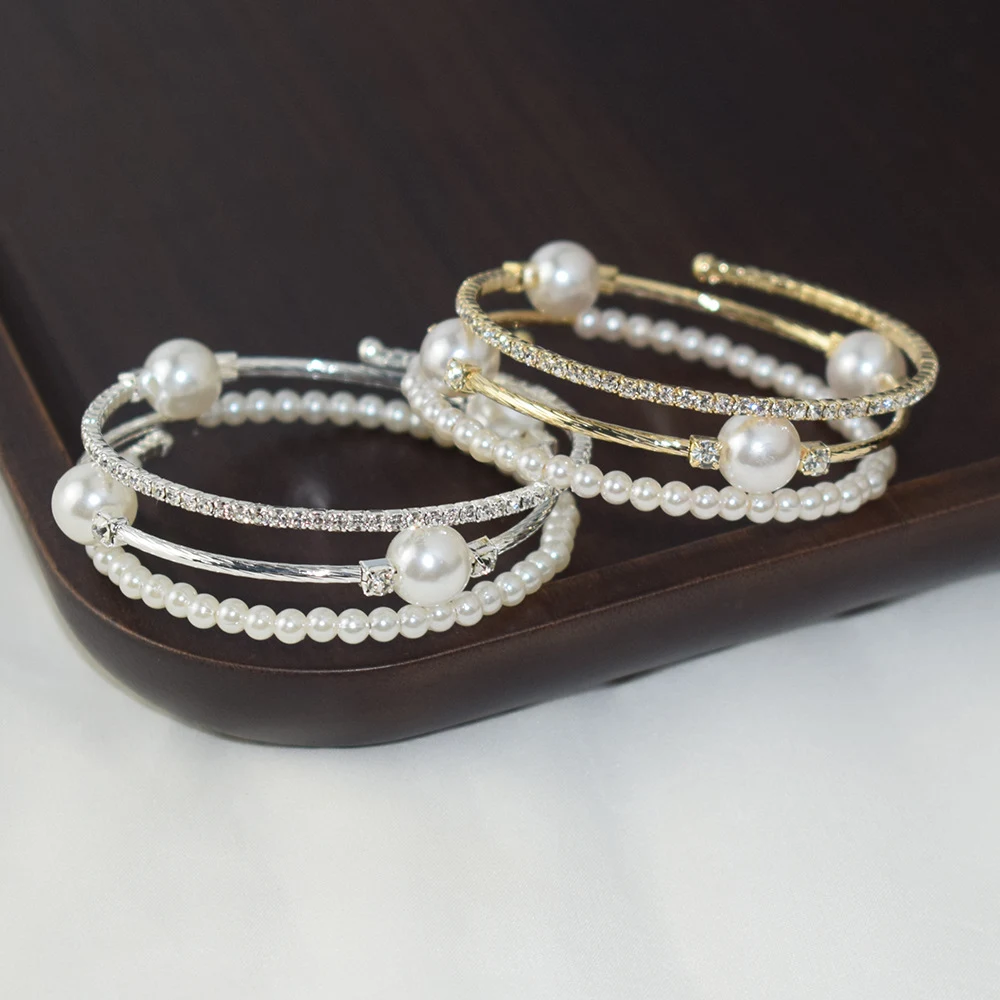 Title 3, Bracelet simple perles et strass pour femmes Un...