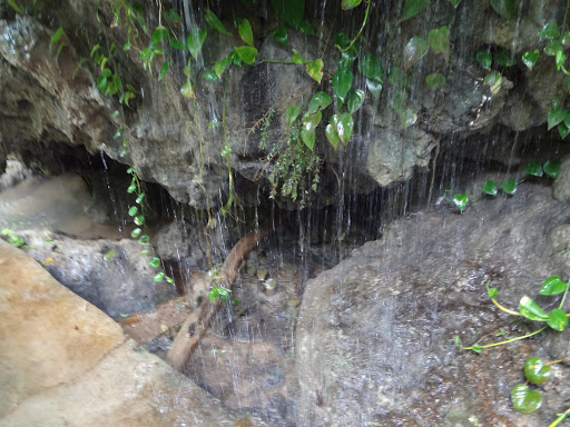 Cave hiding behind a waterfall Jamaica 2013