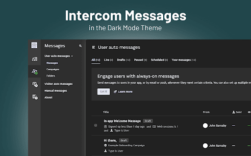 Dark Mode for Intercom