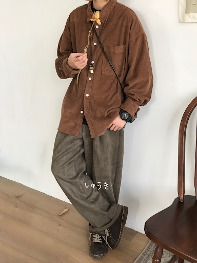 Title 7, Vintage Corduroy Shirt Mens Loose And Warm Coa...
