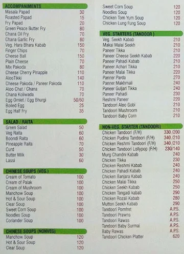 Shree Krishna menu 