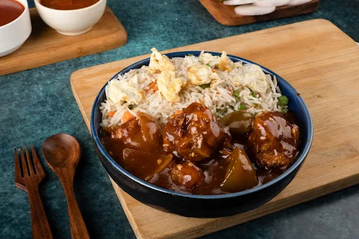 Egg Fried Rice with Chicken Manchurian Bowl (3 pcs)