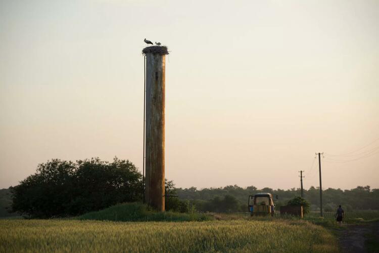 A local farmer prepares to spray his field