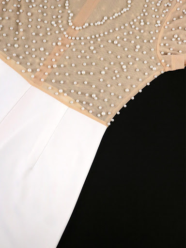Title 8, Round Neck Short Sleeved Beaded Jumpsuit