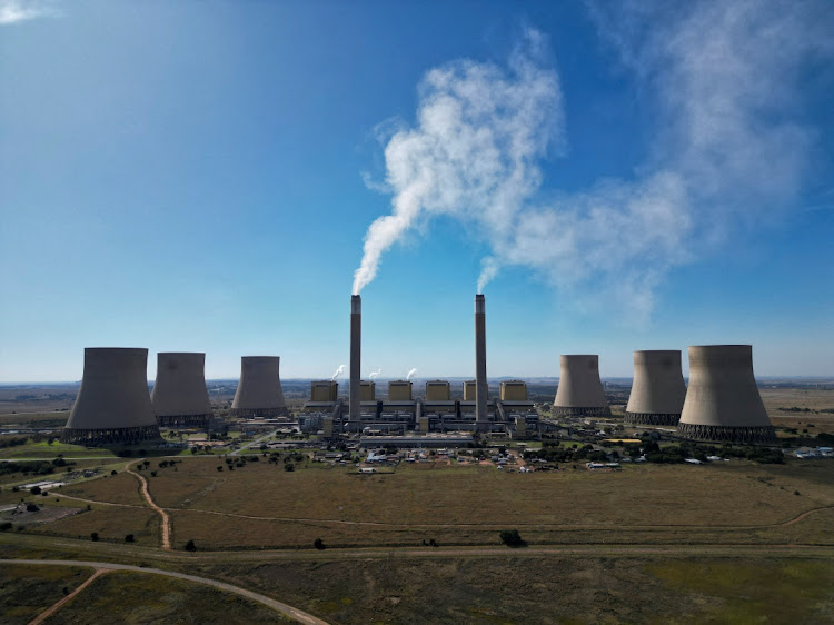 An aerial view of Kriel Power Station run by state electricity utility Eskom in Delmas, Mpumalanga.