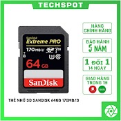 (Bh 5 Năm ) Thẻ Nhớ Sdxc Sandisk Extreme Pro 64Gb Uhs - I U3 4K V30 170Mb/S (Đen)