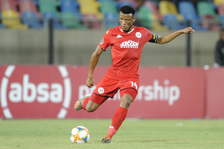 Mothobi Mvala of Highlands Park during the Absa Premiership match between Bloemfontein Celtic and Highlands Park at Dr Molemela Stadium on November 05, 2019 in Bloemfontein, South Africa.