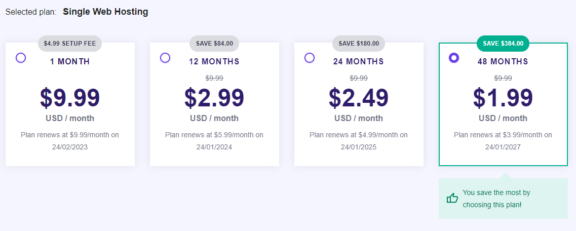 Hostinger Shared Hosting Pricing