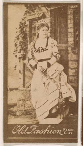 Actress with long braid, from the Actresses series (N664) promoting Old Fashion Fine Cut Tobacco