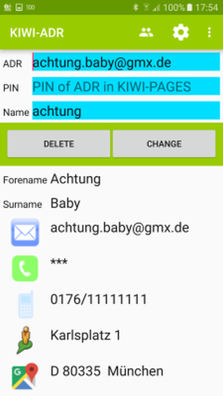 Android application KIWI-ADR screenshort