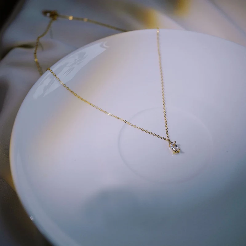 Title 5, Collier Argent Sterling S925 Carré Petit Diaman...