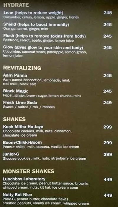 Cinnamon - Renaissance Hotel, Bengaluru menu 