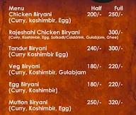Rajeshahi biryani menu 1