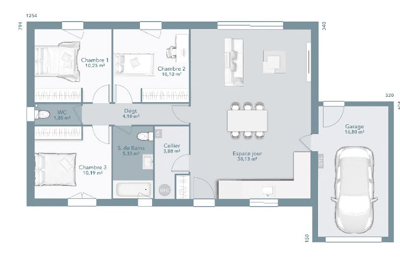  Vente Terrain + Maison - Terrain : 530m² - Maison : 83m² à Castelnau-d'Estrétefonds (31620) 