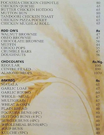 Bakers Stop menu 