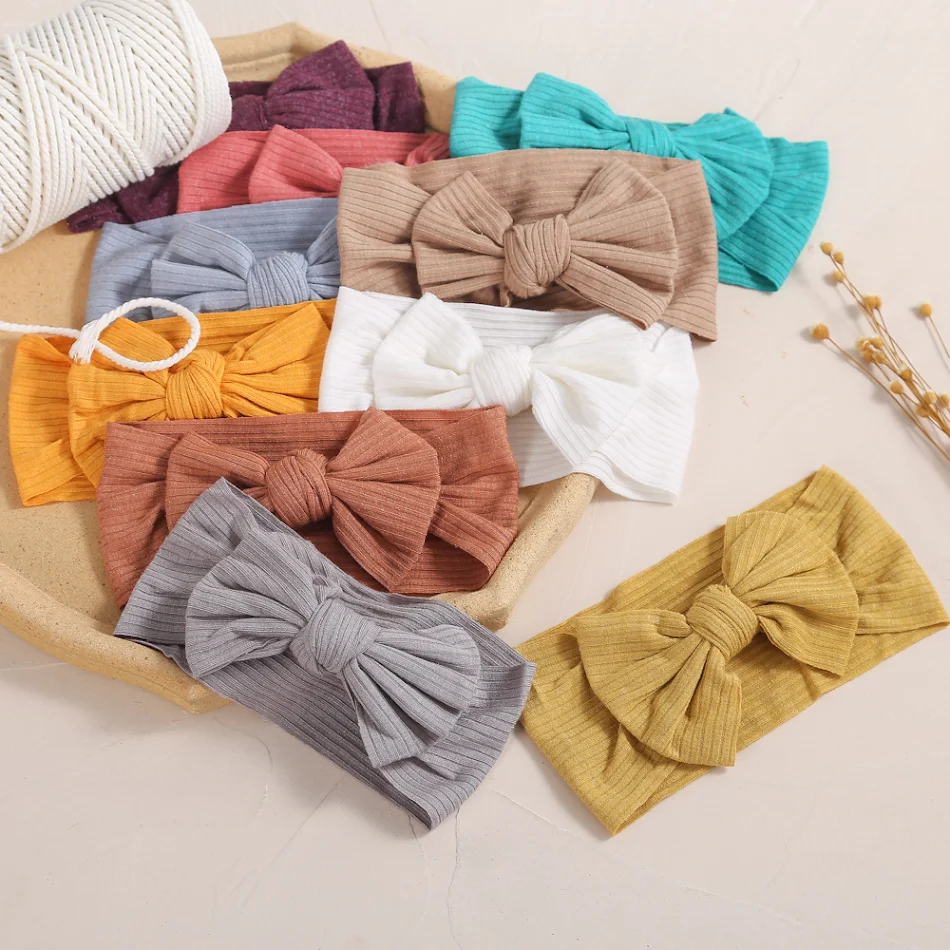Baby haarband met brede strik van elastisch nylon, zacht en comfortabel, perfect voor pasgeborenen en peuters